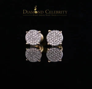 10K Real Yellow Gold Real Diamond 0.15CT Men's/Women's Stud Micro Earring - Picture 1 of 12
