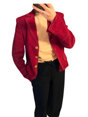 Blazer Akris Jacquard Estructurado Seda ROJO Tres Botones Talla US 10 F 42 D 40 Foto 1 de 4