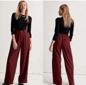 Madewell The Neale Straight-Leg Pant in Drapeweave in Cabernet Size 8 - Picture 1 of 10