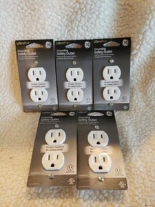 Lot Of 5 New GE 54263 Grounding Safety Duplex Outlet UL Listed,125 Volt, 15 AMP  - Picture 1 of 4