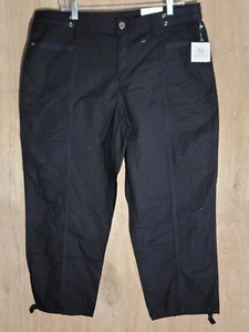 rafaella capri pants womens 16 classic tapered stretch high rise pockets black - Picture 1 of 11