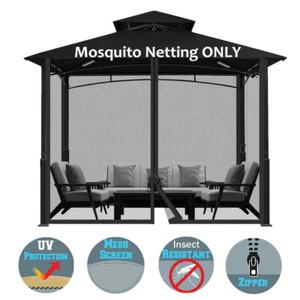 Replacement Mesh Mosquito Netting Screen Wall for 10'x10' 10'x12' 12'x12' Gazebo - Picture 1 of 31