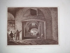 Archaeology Excavations In Sant'Anastasia Campagna Naples. Aquatint 1870 - Picture 1 of 3