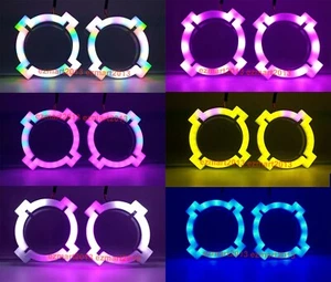 4pcs 90mm 3.54" Flow series cotton RGB Chasing halos Turn Signal Bluetooth DRL - Picture 1 of 12