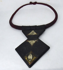 Vintage Antique Tuareg Extra Large Necklace African Berber Leather Ethnic Amulet