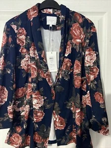 Vila Navy Pink Rose Blazer Size Xxl Brand New - Picture 1 of 5