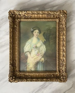 Antique Royal Gold Powder Ornate Wood Frame Fits 9”x12” Convex Bubble Glass - Picture 1 of 16
