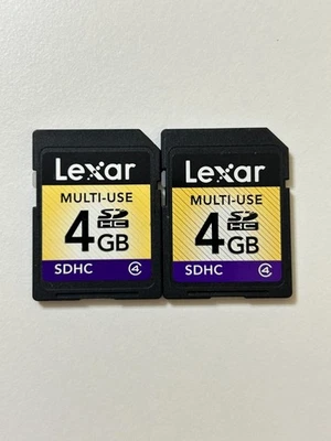 Used/ 2pcs Lexar authentic Multi-Use 4GB SDHC Memory Card Class 4/ US Seller - Image 1 of 3