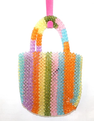 Bolso Cartera con Cuentas Retro Ambiente Caprichoso Pastel Boho Bling Colorido Divertido 9.5" x 5.5 ' Foto 1 de 4