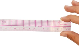 Westcott 6" 10ths Transparent Graph Ruler Inches/Metric Translucent Color W-20 - Picture 1 of 3