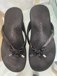 Vionic Women's Bella II Black Thong Bow Sandals 7.5M - Picture 1 of 3