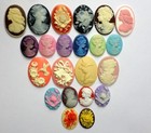 22 of 27-40mm Mixed Lot of Vintage Oval Women Floral Fairies Cameos Cabochons