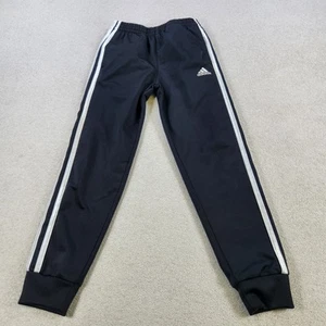 Adidas Essentials Track Pants Joggers Boys Size M Black White Tapered Leg - Picture 1 of 14