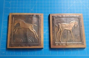 2 Piece, Horse wall plaques, lot of 2, copper sheet, 5x5 - Picture 1 of 3