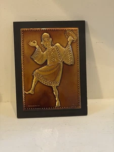 Hadar Avid Israeli Art Man Playing Tambourine Enamel on Wood Plaque 7.75”x 5.75” - Picture 1 of 13