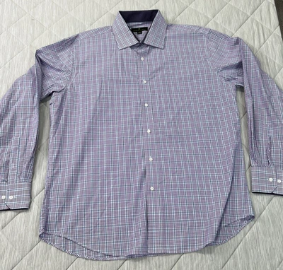 Camisa Bristol & Bull Para Hombres XL Púrpura Cuadros Western Puño Abatible Vestido Abotonado L/S Foto 1 de 4