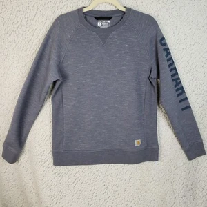 Carhartt Gray Sweatshirt Youth Medium Relaxed Fit Logo Sleeve Workwear - Picture 1 of 10