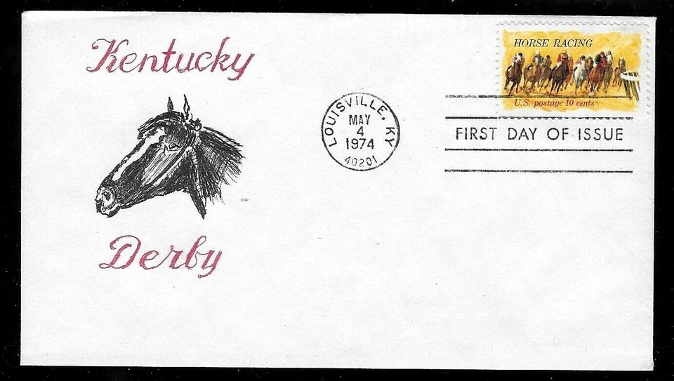 1528 10c Stamp (1974) GREAT HORSE RACING FDC FROM VIRGIL CROW CACHETS - Image 1 of 1