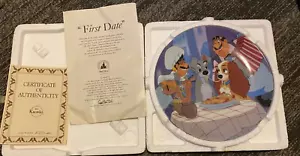 "FIRST LOVE" Plate Walt Disney's Lady & The Tramp Plate # 1 -No6585A-NEW - w/COA - Picture 1 of 2