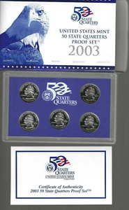 United States Mint 50 State Quarters Proof Set 2003 IL AL ME MI AR - Picture 1 of 2