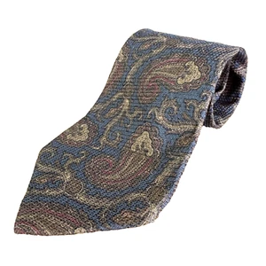 Vintage Barneys New York Tie Gray Brown Burgundy Paisley Made in USA Silk - Picture 1 of 8