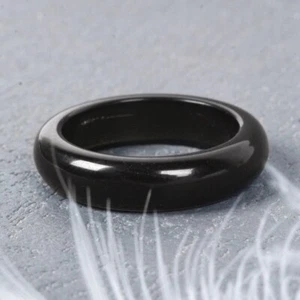 Anillo de obsidiana natural cuarzo cristal gema piedra anillo redondo encanto joyería amuleto - Imagen 1 de 12