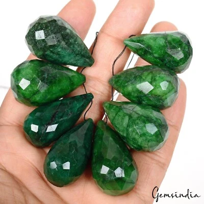 Enormes brioletes perforados a cuadros esmeralda brasileña verde natural 650 quilates 8 piezas Foto 1 de 4