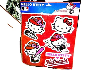 NUEVO/SELLADO WASHINGTON NATIONALS HELLO KITTY COCHE DE BÉISBOL IMÁN PAQUETE DE 5/RARO DIFÍCIL DE ENCONTRAR! Foto 1 de 4