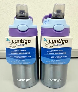 Contigo Kid's 13 oz. Aubrey Stainless Steel Bottle - Silver/Purple - 2 PACK - Picture 1 of 6
