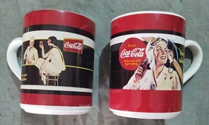 Vintage 1997 Gibson Coca Cola Kaffeebecher Tasse rot und schwarz - 2er Set - Bild 1 von 7