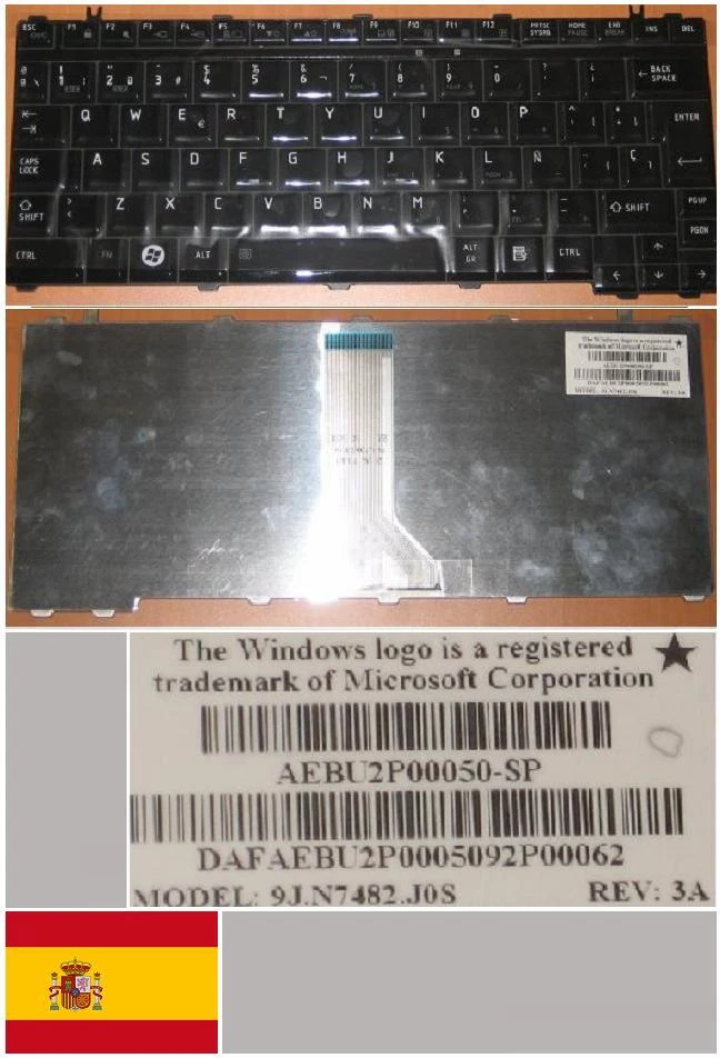 Keyboard qwerty Spanish TOSHIBA U400 A800 A000021450 AEBU2P00050-SP 9J.N7482.J0S - Image 1 of 1