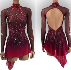 Eis Eiskunstlauf Wettkampfkleid Gymnastik Kostüm Tanzkleid Färben - Bild 1 von 8