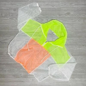 Love j sheer tulle jacket shirt neon yellow and pink 2x - Picture 1 of 7