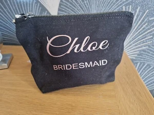 Personalised Bride Bridesmaid Make Up Cosmetic Gift Bag Birthday Custom Name - Picture 1 of 4