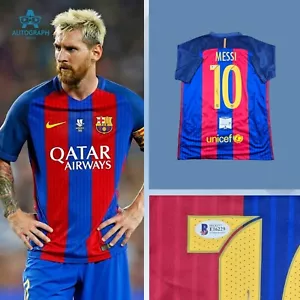Lionel Messi Signed FC Barcelona 2016-2017 Home Jersey W/ Beckett COA BAS - Picture 1 of 5