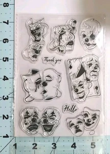 Clown clear stamps Mime Art card NEW Free Ship - Picture 1 of 1