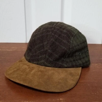 🏹 De colección Años 90 Woolrich Cuadros Rejilla Lana Gamuza Ala Gorpcore Caza Campamento Gorra Sombrero Foto 1 de 4