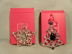 Adornos de Navidad Lenox de colección con joyas y brillo y pergamino caja de placas de plata - Imagen 1 de 9