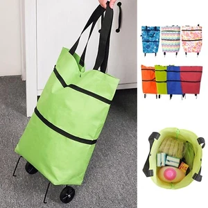 Foldable Shopping Bag With Wheels - 2In1Reusable Waterproof Trolley Shopping Car - Picture 1 of 38