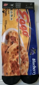 NEW! Odd Sox Eggo Blueberry Waffle Box Crew Socks Yellow Blue Men's Size 6-11 - Picture 1 of 5