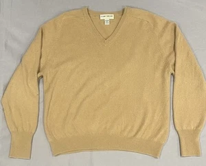 Clark & Gregory Men’s V-Neck Sweater XL Beige 100% Cashmere Golfwear Golf Sports - Picture 1 of 11
