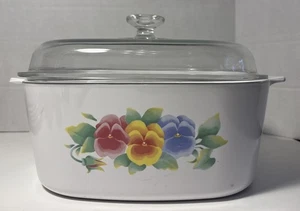 Corning Ware 5QT Casserole Dish A-5-B VTG Summer Blush LG Pyrex Lid A-12-C NICE - Picture 1 of 12