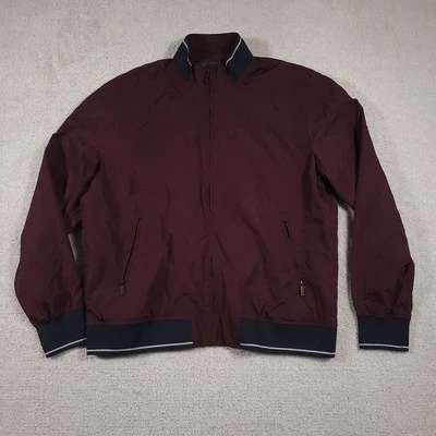 Perry Ellis Jacket Mens Large Full Zip Bomber Windbreaker Polyester Navy Trim - Image 1 of 4