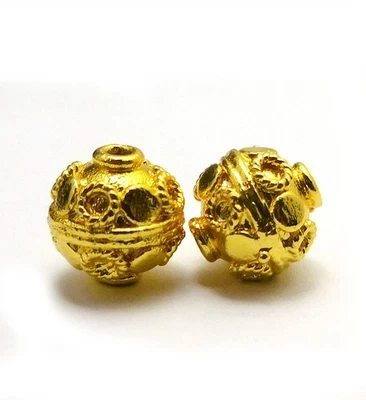 10 PIEZAS CUENTAS BALI COBRE MACIZO 10MM CHAPADO EN ORO 18K 677 FUL-360 Foto 1 de 3