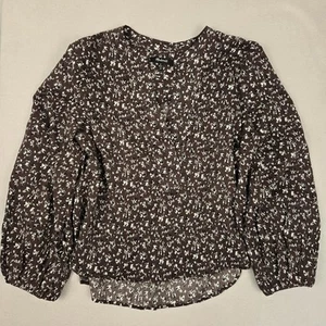 Madewell Romantic Long Sleeve Floral Tunic Top Blouse Brown Size Medium Cottage - Picture 1 of 12