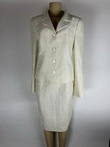 Armani Collezioni Skirt Suit Two Piece Set Ivory Women’s Size 8 - Picture 1 of 11