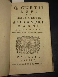 1755 Q. Curtii Rufi De rebus gestis Alexandri Magni Patavii Piccoli caratteri - Imagen 1 de 10