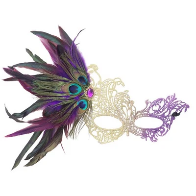 Sexy Ladies Masquerade Feather Venetian Mask Fancy Dress Party Eye Mask Props - Image 1 of 4