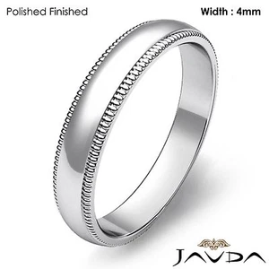 Anillo de boda para mujer cúpula borde milgrain platino 950 4 mm 5,9 gm talla 6 - 6,75 - Imagen 1 de 4