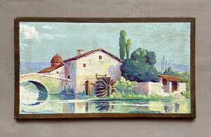 Moulin, Huile Sur Panneau, Signature à Identifier, Tableau, Peinture, XXe - Imagen 1 de 5